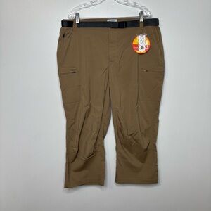 L.L.Bean SunSmart UPF 50+ Hiking Capri Pants Womens XL Brown Belted